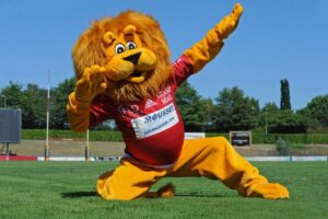 Mascotte lion club rugby Begles